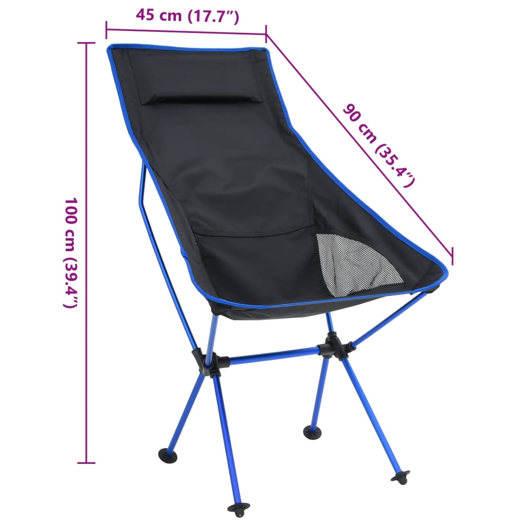 vidaXL Chaise de camping pliable PVC et aluminium Noir
