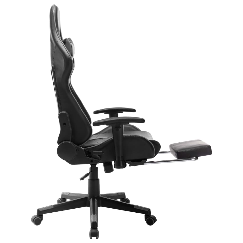 vidaXL Chaise de jeu avec repose-pied Noir et gris Cuir artificiel