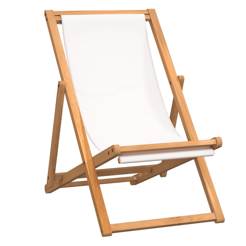 vidaXL Chaise de terrasse Teck 56 x 105 x 96 cm Couleur crème