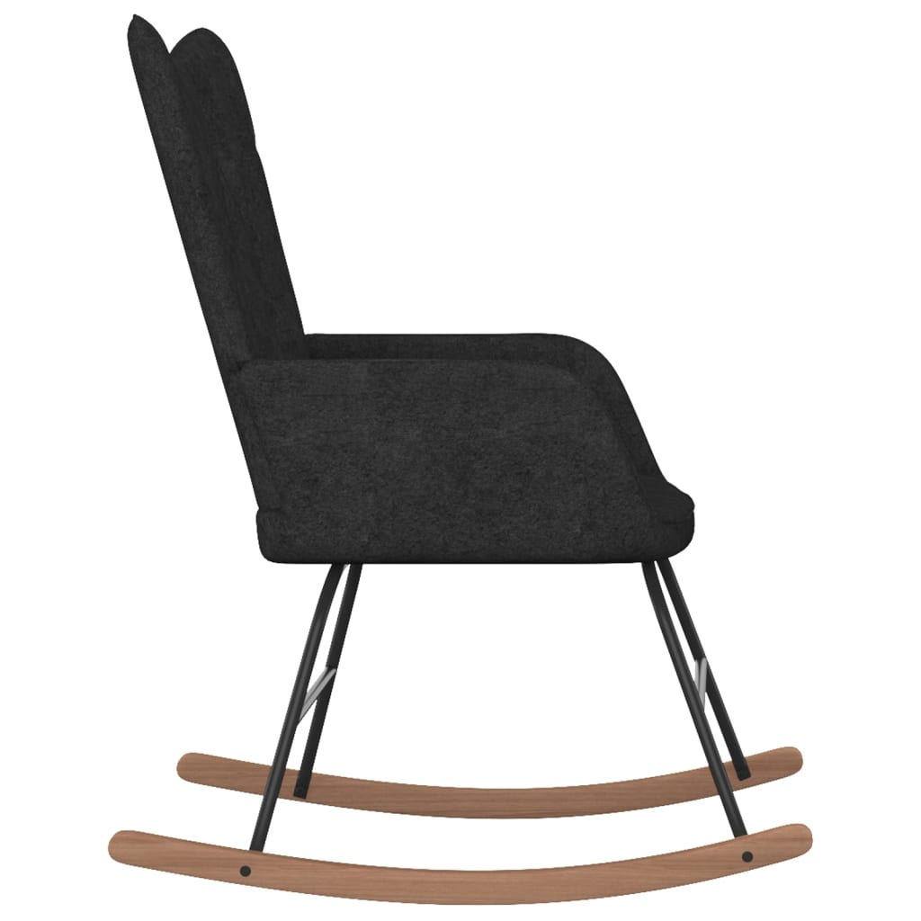 vidaXL Chaise à bascule avec repose-pied Noir Tissu