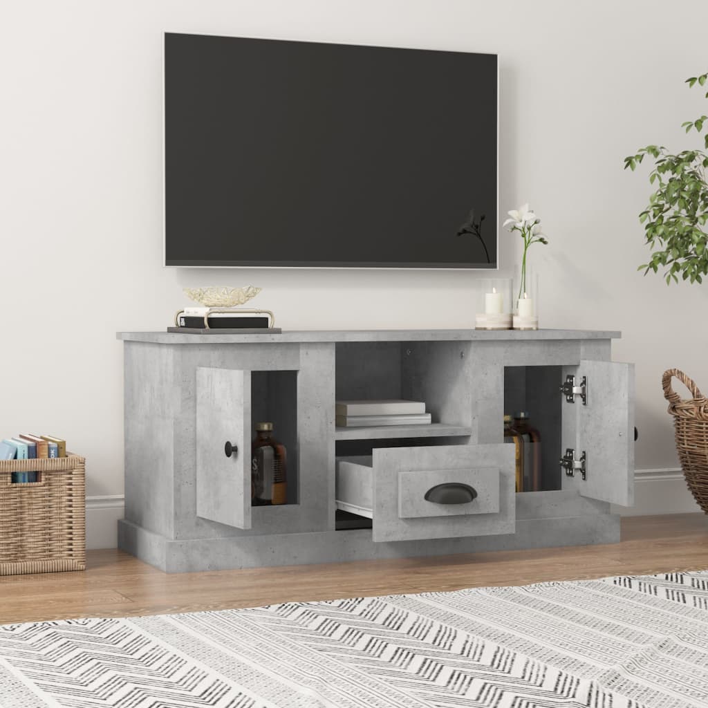 vidaXL Meuble TV gris béton 100x35,5x45 cm bois d'ingénierie