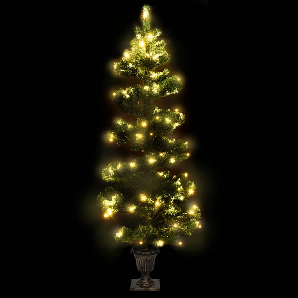 vidaXL Arbre de Noël hélicoïdal pré-éclairé avec pot vert 120 cm PVC