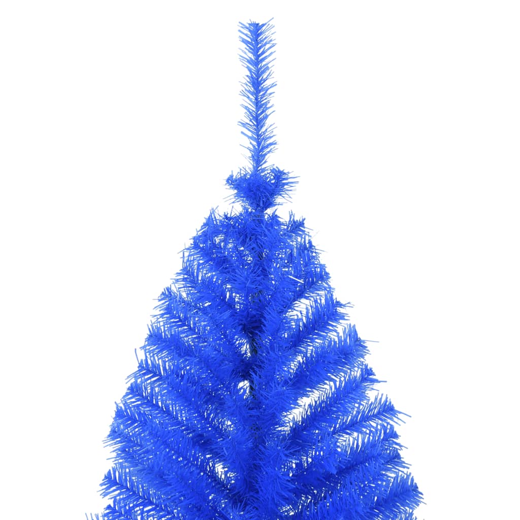 vidaXL Demi sapin de Noël artificiel avec support Bleu 210 cm PVC