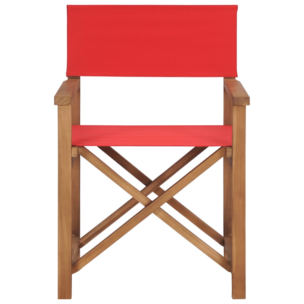 vidaXL Chaise de metteur en scène Bois de teck solide Rouge