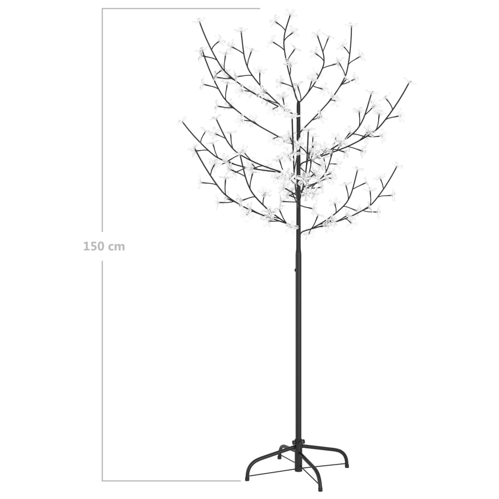 vidaXL Sapin de Noël 120 LED blanc froid Cerisier en fleurs 150 cm