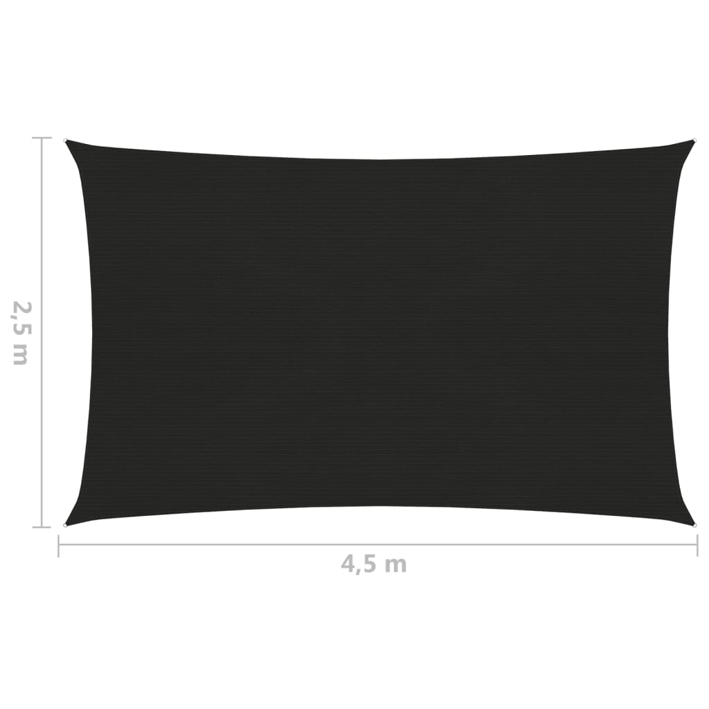 vidaXL Voile d'ombrage 160 g/m² Noir 2,5x4,5 m PEHD