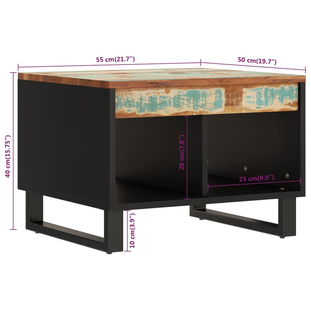 vidaXL Table basse 55x50x40 cm bois de récupération massif