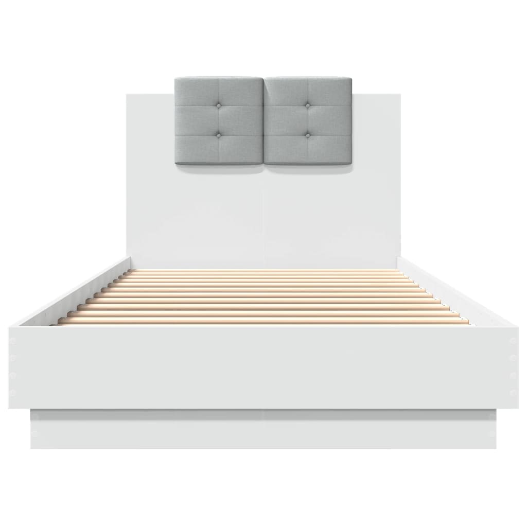 vidaXL Cadre de lit avec tête de lit blanc 90x200 cm bois d'ingénierie
