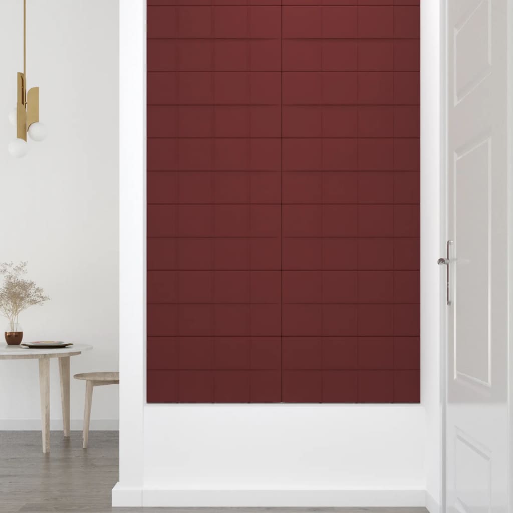 vidaXL Panneaux muraux 12 pcs Rouge bordeaux 60x30 cm Tissu 2,16 m²