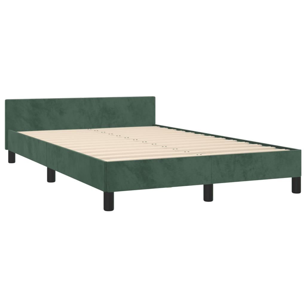 vidaXL Cadre de lit avec tête de lit vert foncé 120x190 cm velours