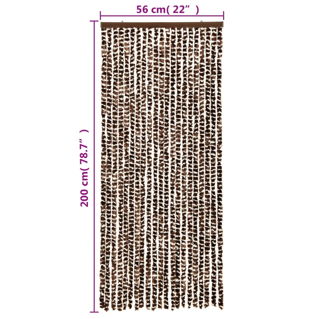 vidaXL Rideau anti-mouches marron et blanc 56x200 cm chenille