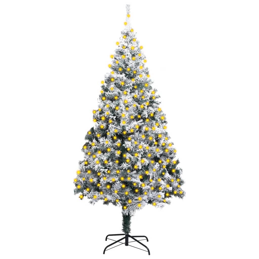 vidaXL Sapin de Noël artificiel LED et flocons de neige Vert 300 cm