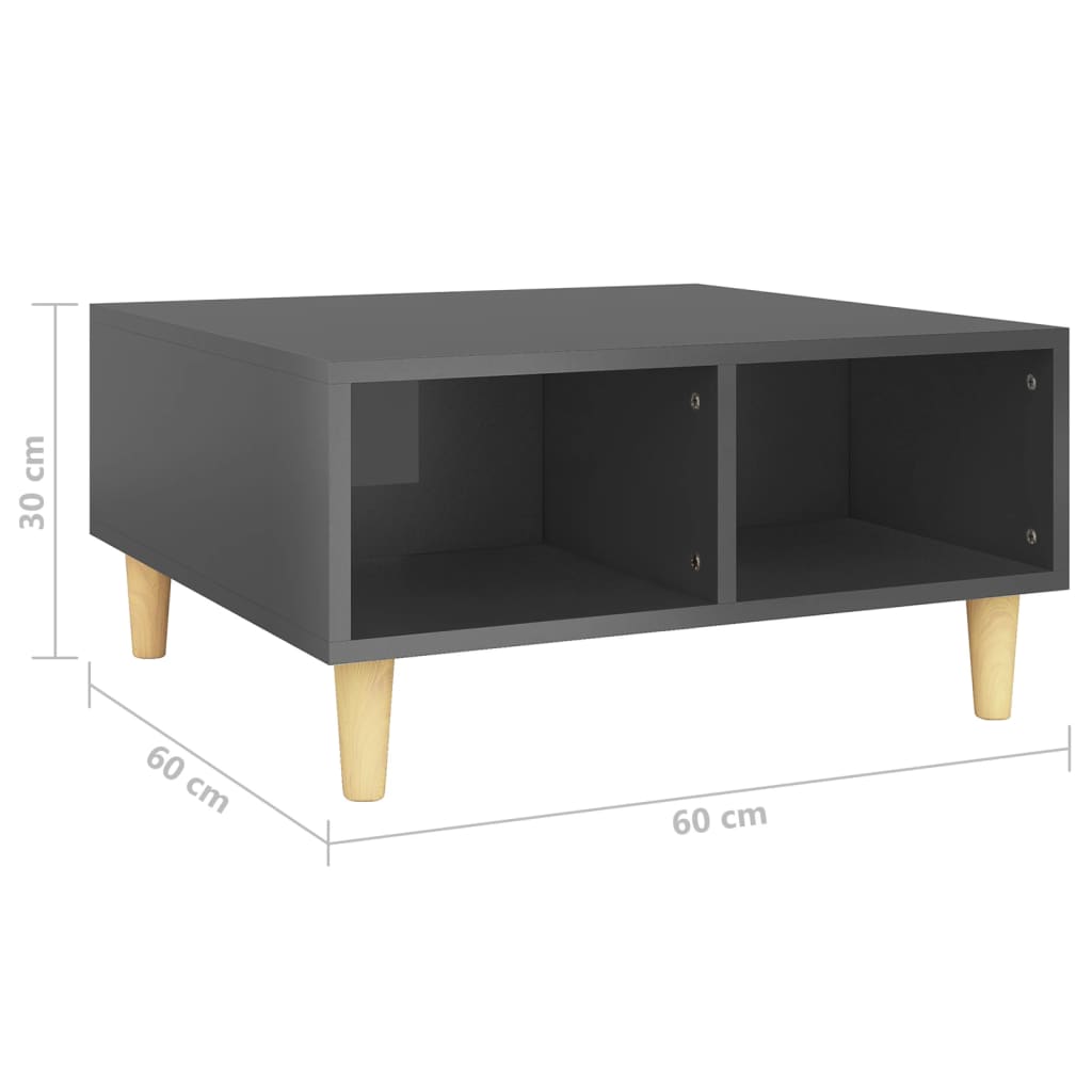 vidaXL Table basse gris brillant 60x60x30 cm bois d'ingénierie