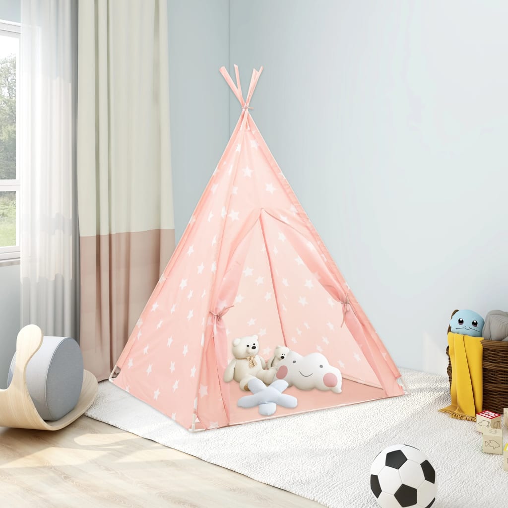 vidaXL Tente tipi pour enfants avec sac Polyester Rose 115x115x160 cm