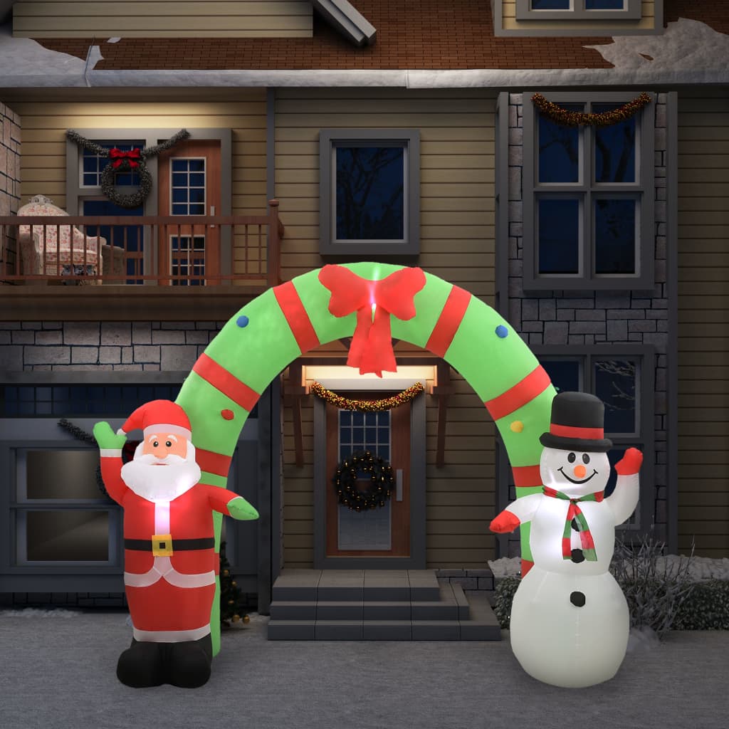 vidaXL Arche gonflable avec Père Noël et bonhomme de neige LED 223 cm