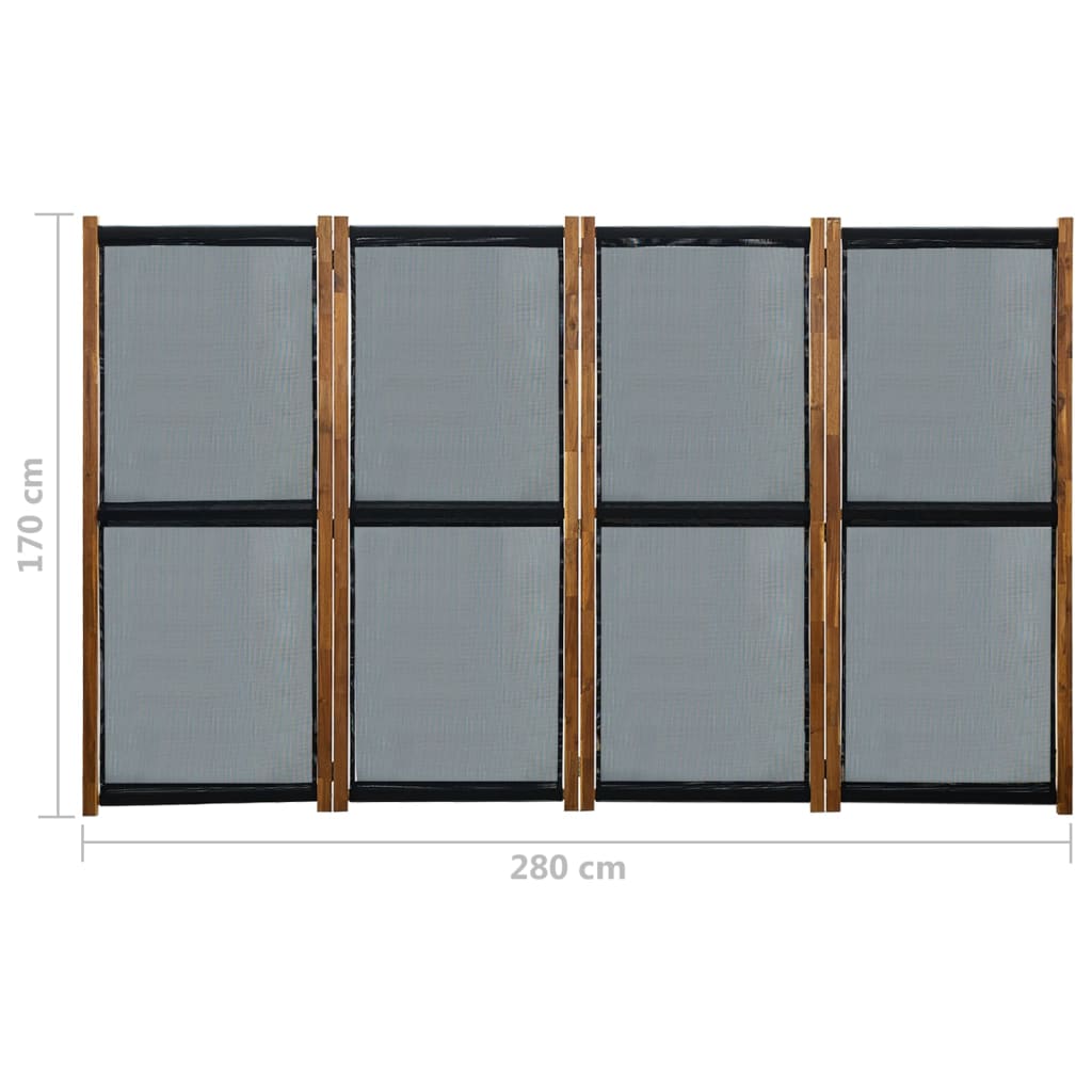 vidaXL Cloison de séparation 4 panneaux Noir 280x170 cm