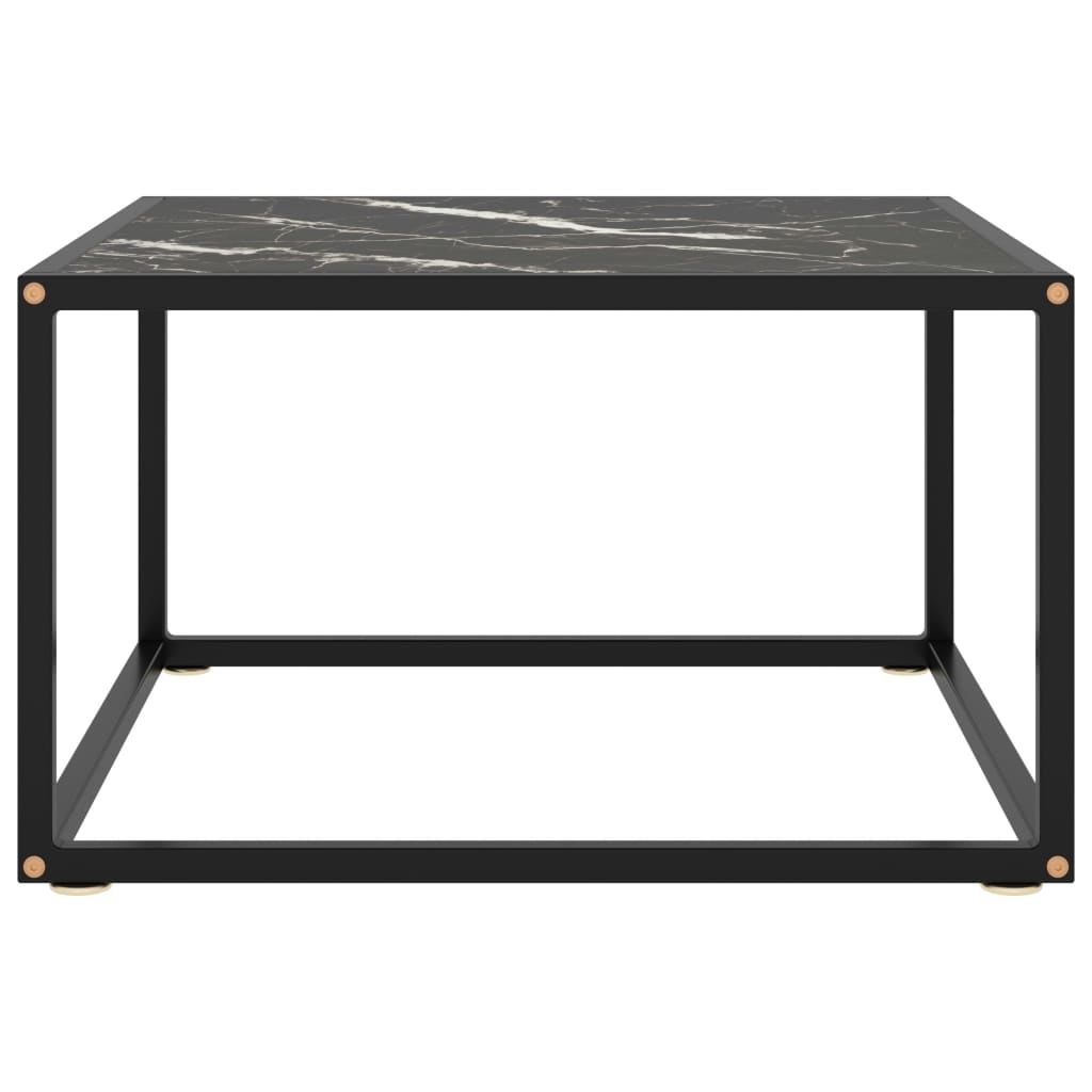 vidaXL Table basse Noir avec verre marbre noir 60x60x35 cm