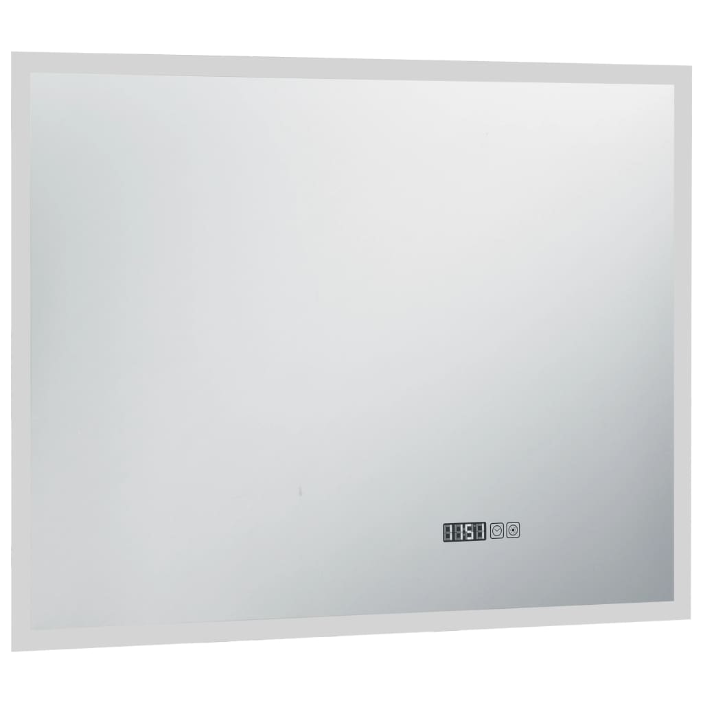 vidaXL Miroir à LED et capteur tactile et affichage d'heure 80x60 cm