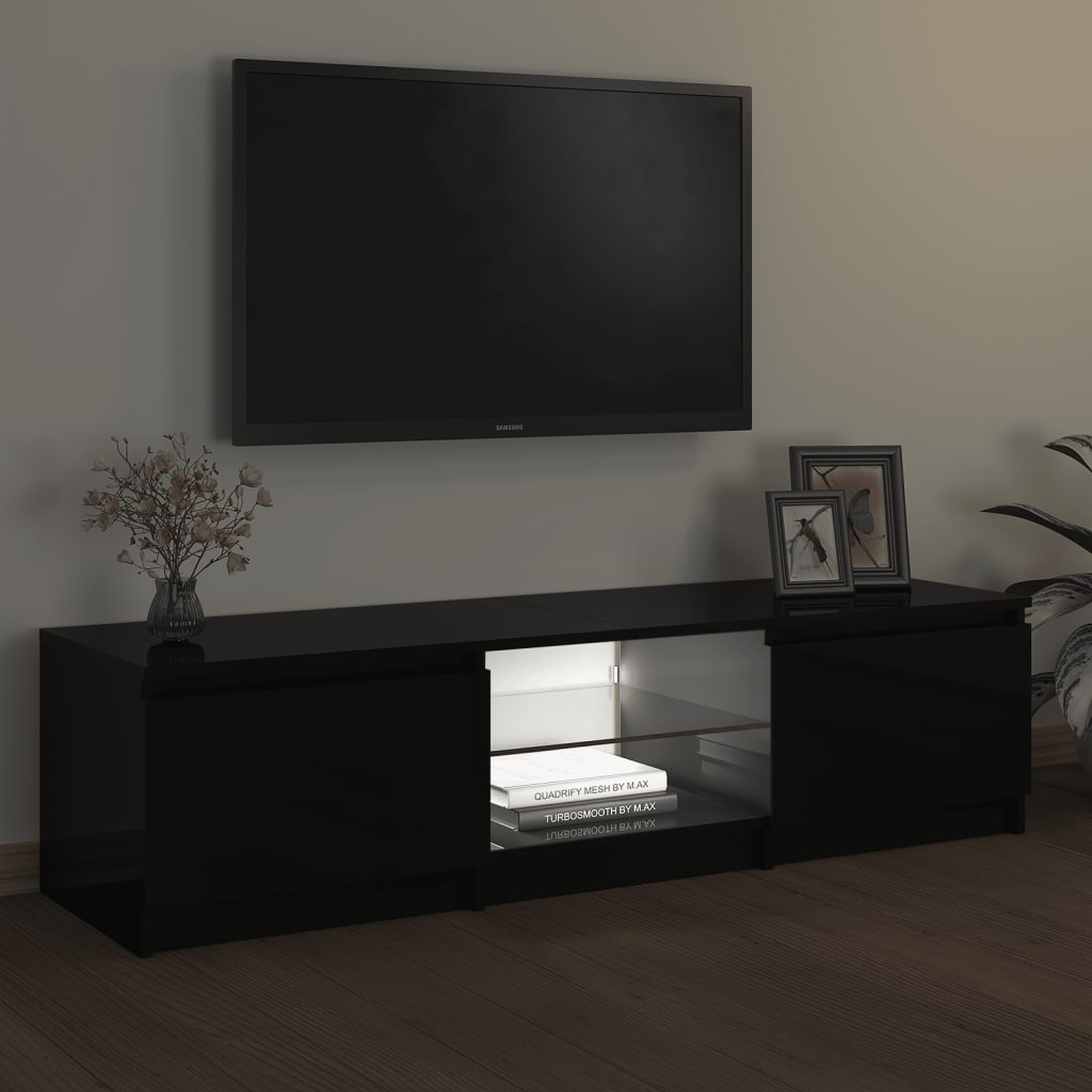 vidaXL Meuble TV avec lumières LED noir 140x40x35,5 cm