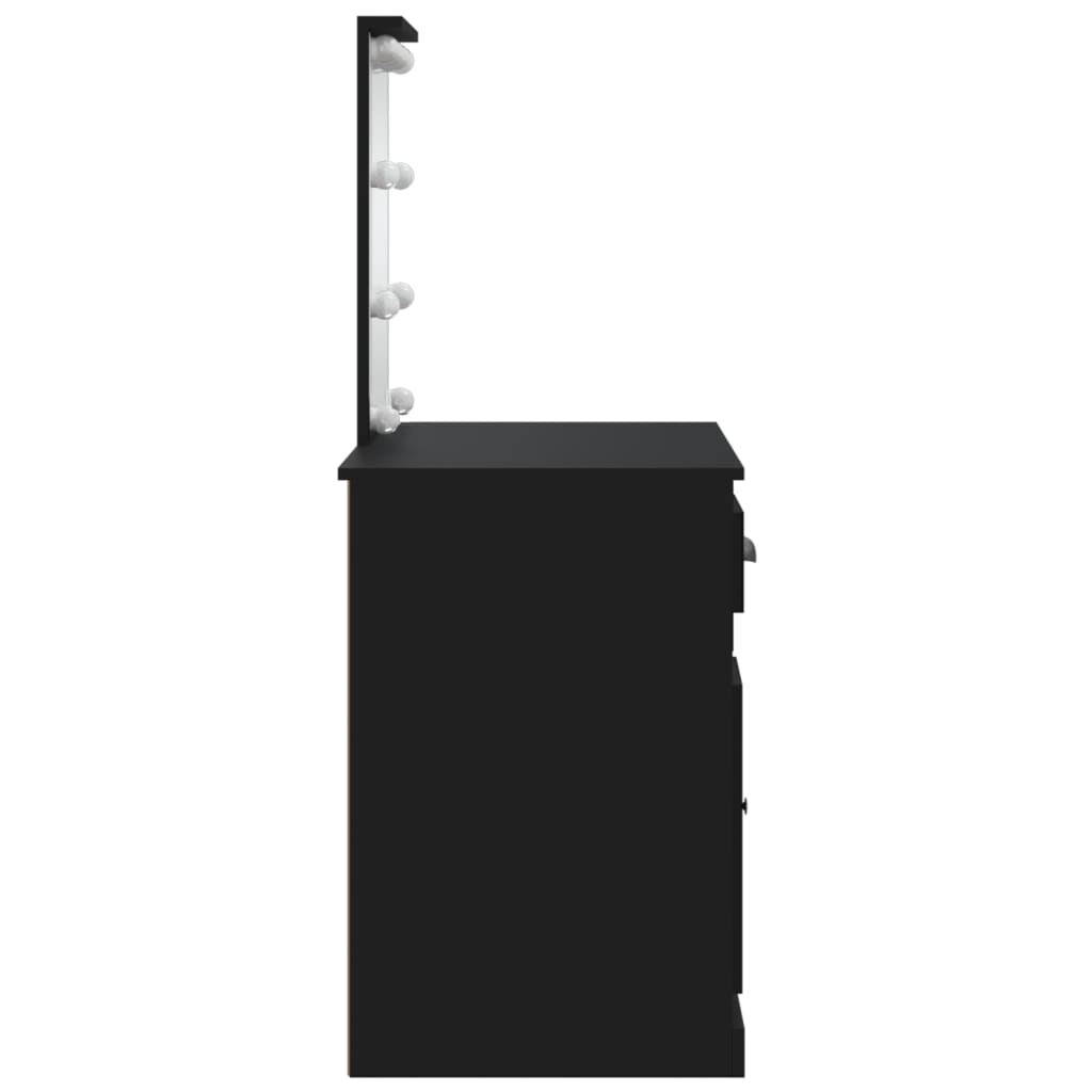 vidaXL Coiffeuse avec lumières LED noir 90x42x132,5cm