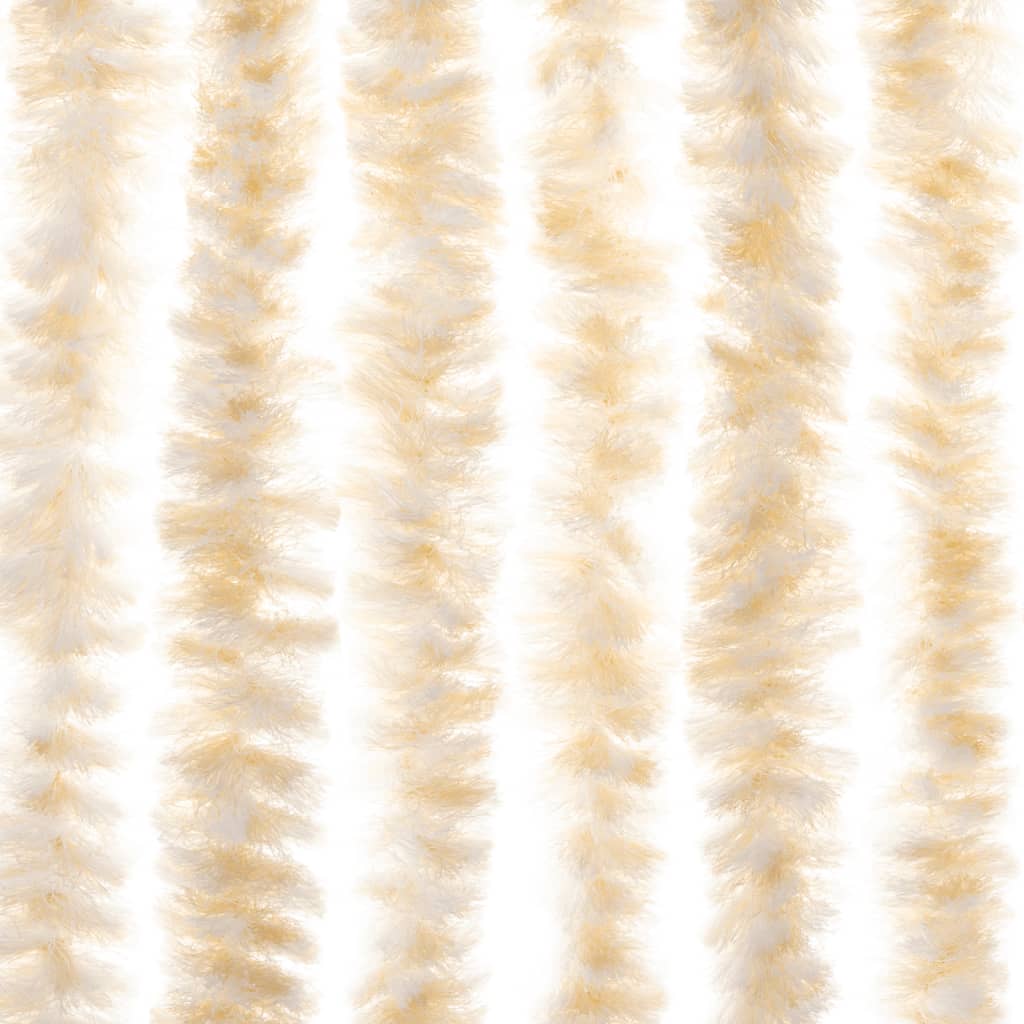 vidaXL Rideau anti-mouches beige et blanc 90x220 cm chenille