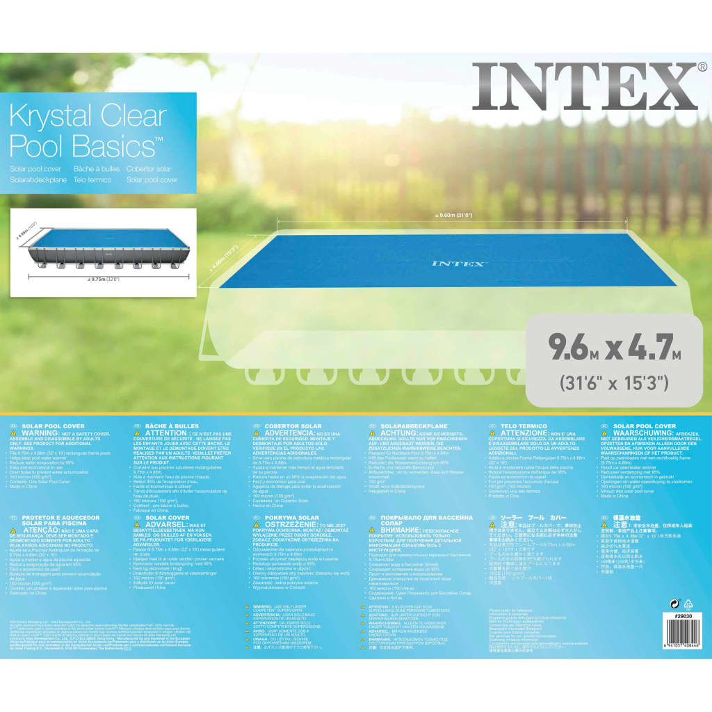 Intex Couverture solaire de piscine rectangulaire 975x488 cm