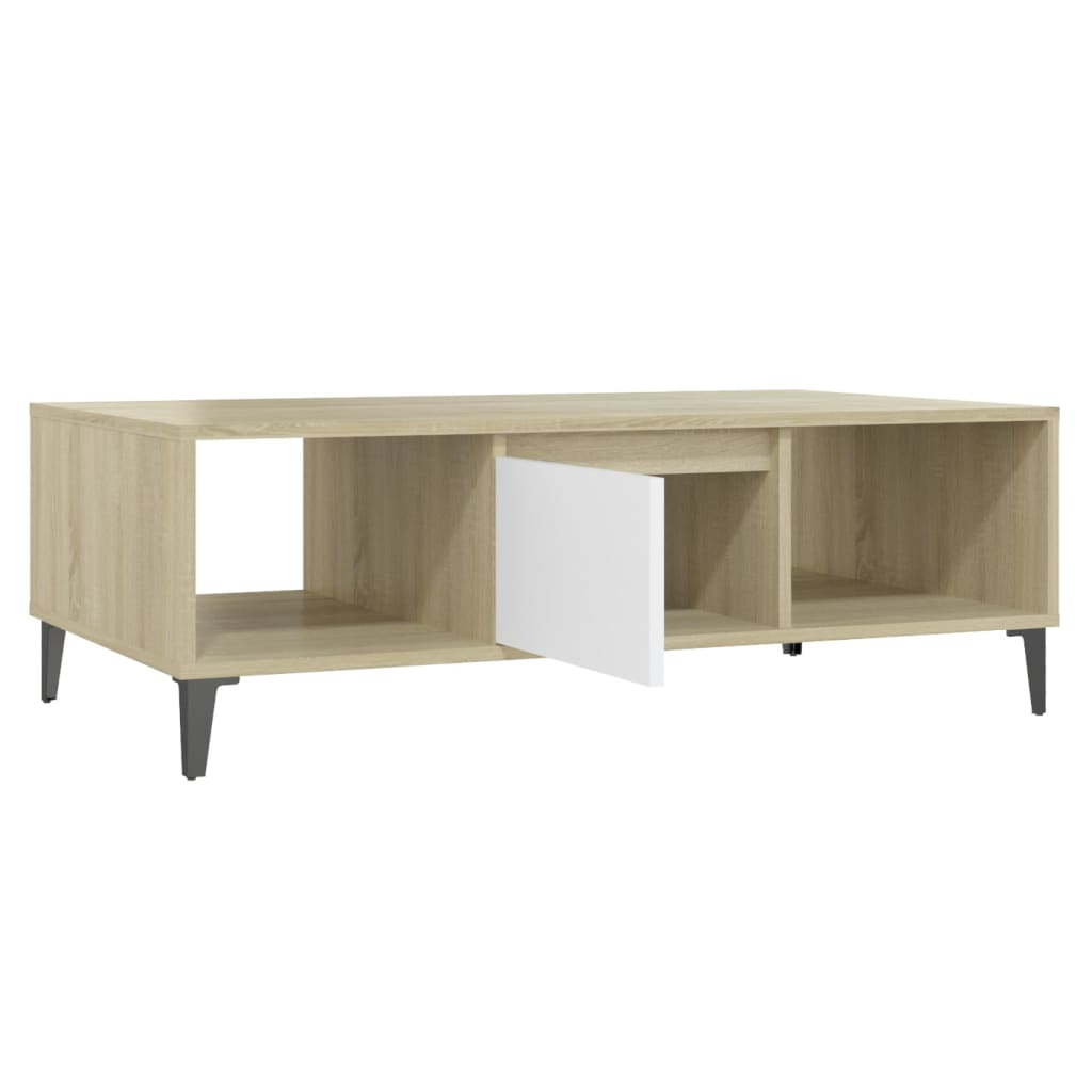 vidaXL Table basse blanc chêne sonoma 103,5x60x35 cm bois d'ingénierie