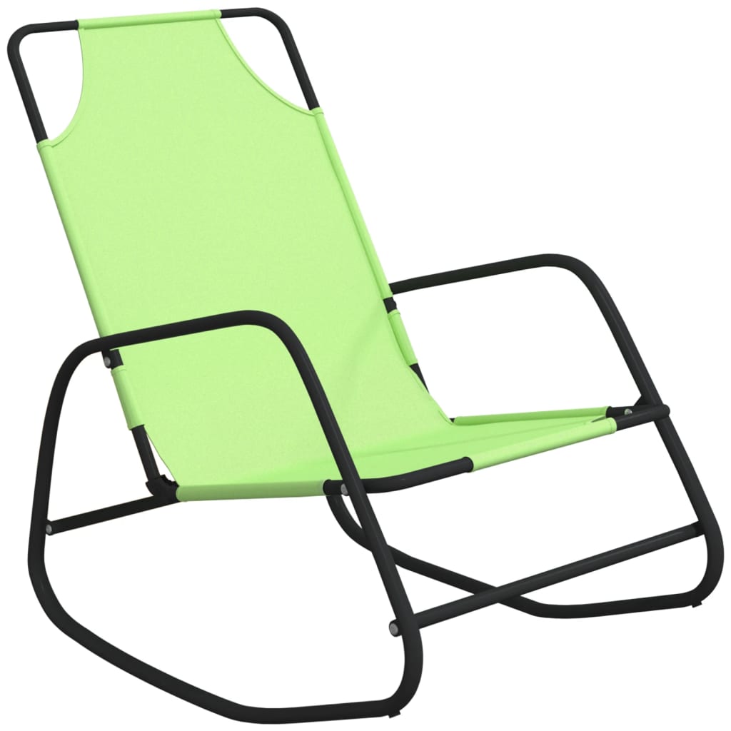 vidaXL Chaise longue à bascule Vert Acier et textilène