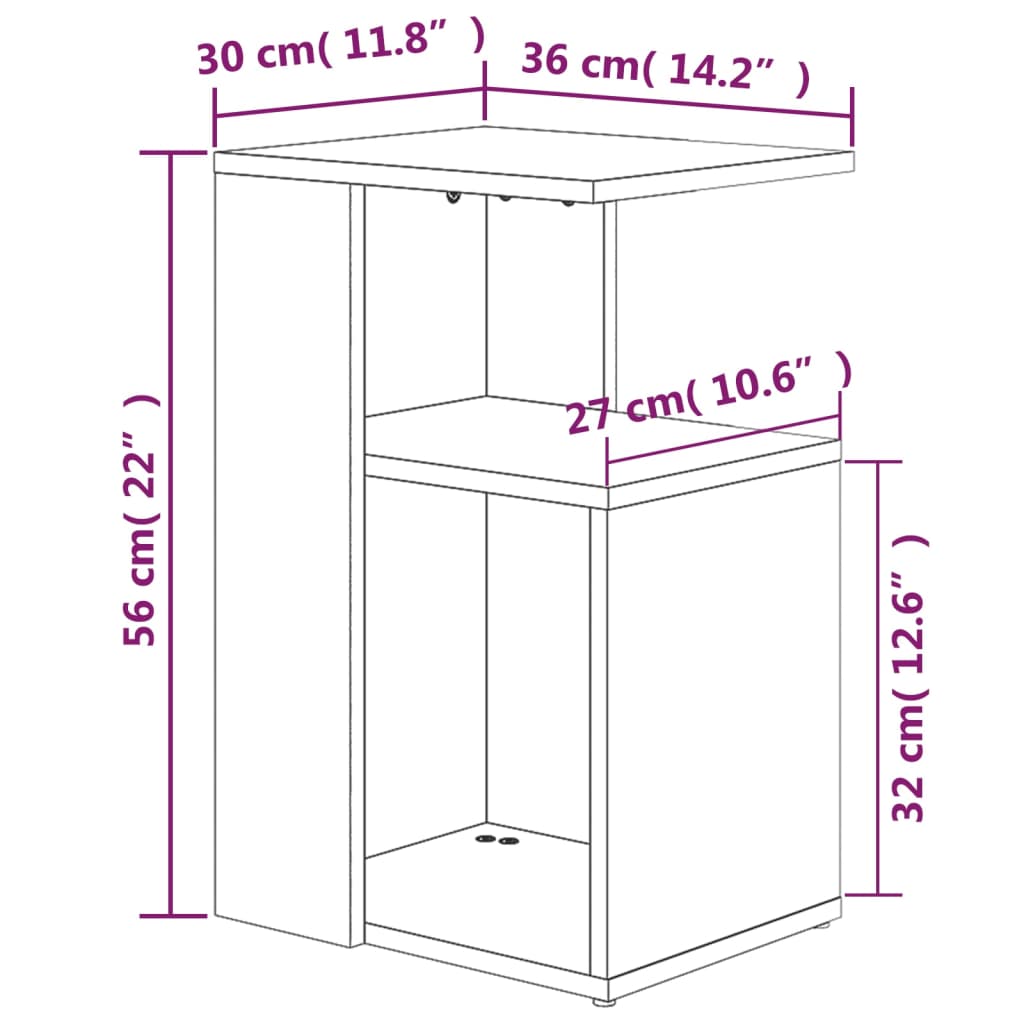 vidaXL Table d'appoint Chêne marron 36x30x56 cm Bois d'ingénierie