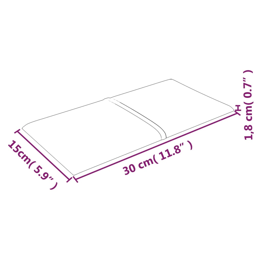 vidaXL Panneaux muraux 12 pcs Violet 30x15 cm Tissu 0,54 m²