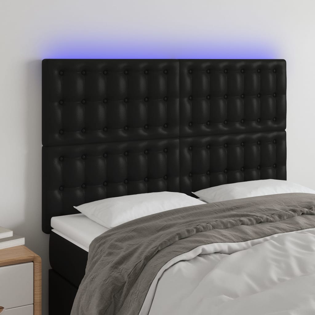 vidaXL Tête de lit à LED Noir 144x5x118/128 cm Similicuir