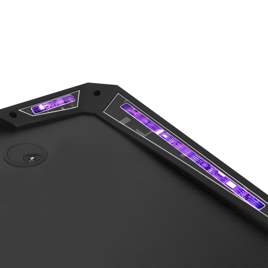 vidaXL Bureau de jeu à LED en forme de Y noir 90x60x75 cm