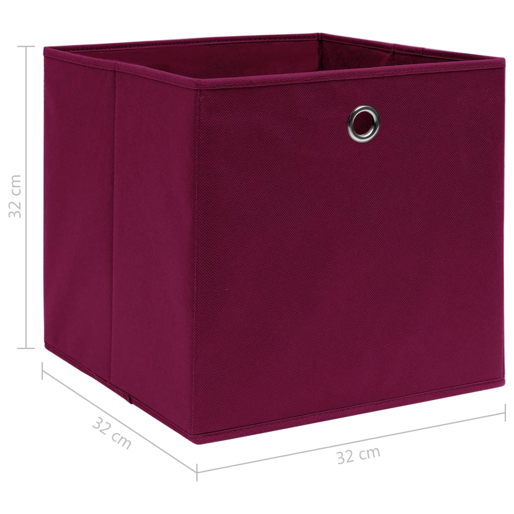 vidaXL Boîtes de rangement 10 pcs Rouge foncé 32x32x32 cm Tissu