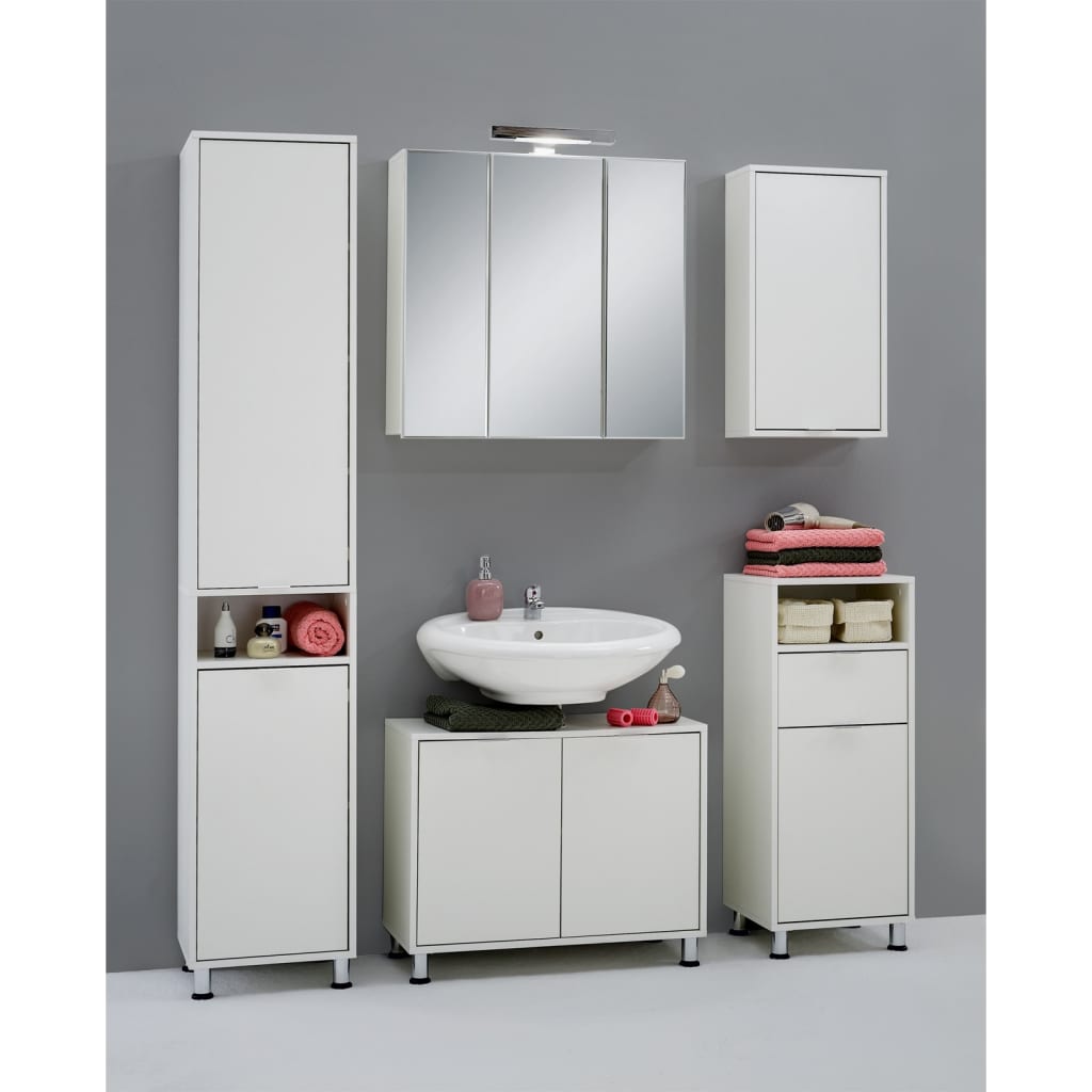 FMD Armoire de salle de bains 36,7x32,9x90,4 cm blanc