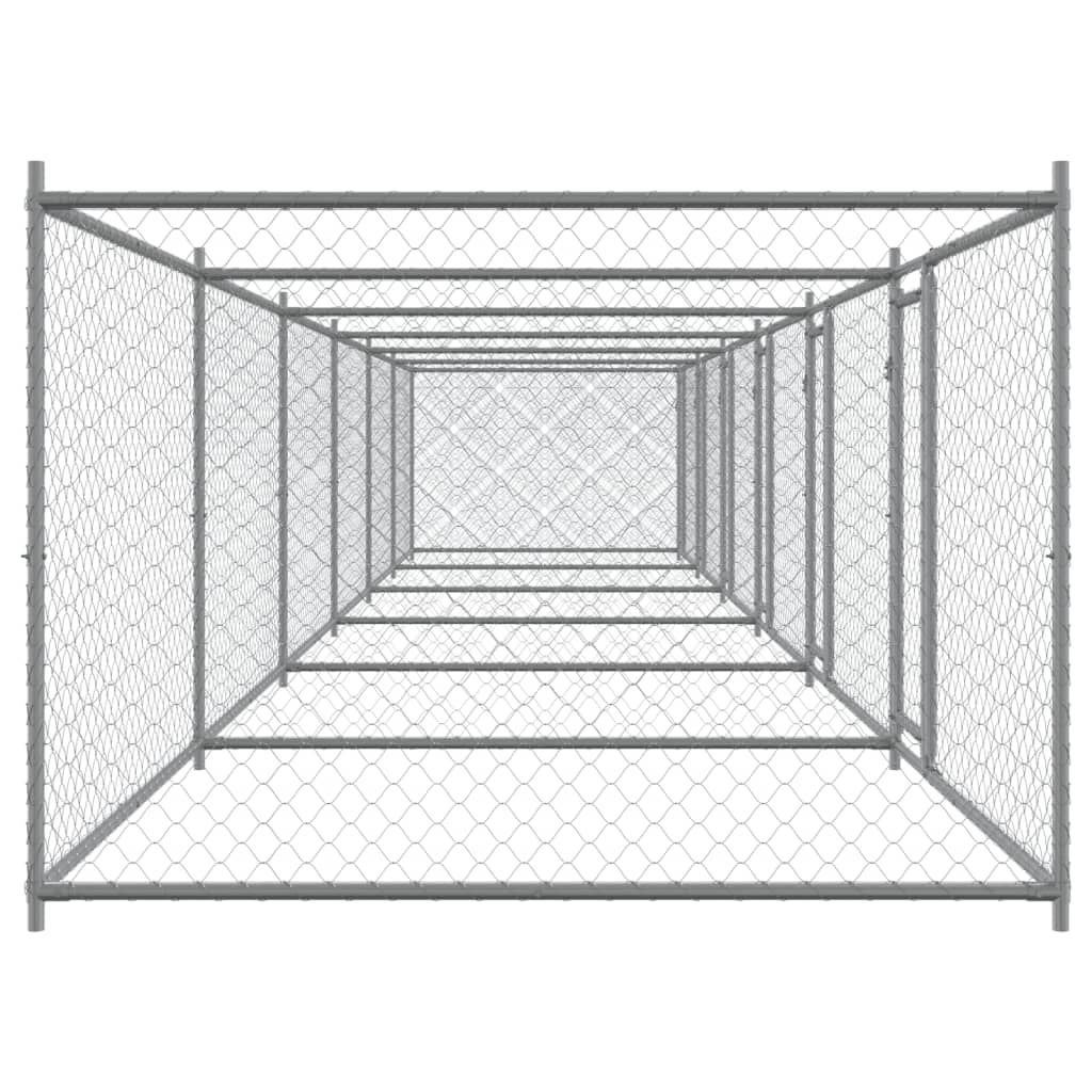 vidaXL Cage pour chien avec portes gris 12x2x1,5 m acier galvanisé