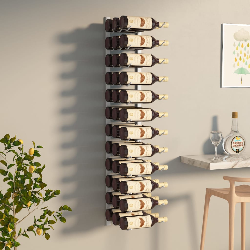 vidaXL Casier à vin mural pour 36 bouteilles Blanc Fer