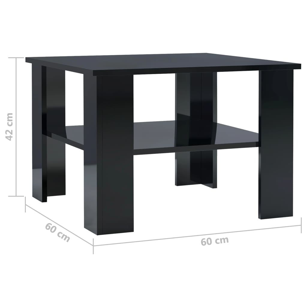 vidaXL Table basse Noir brillant 60 x 60 x 42 cm Aggloméré
