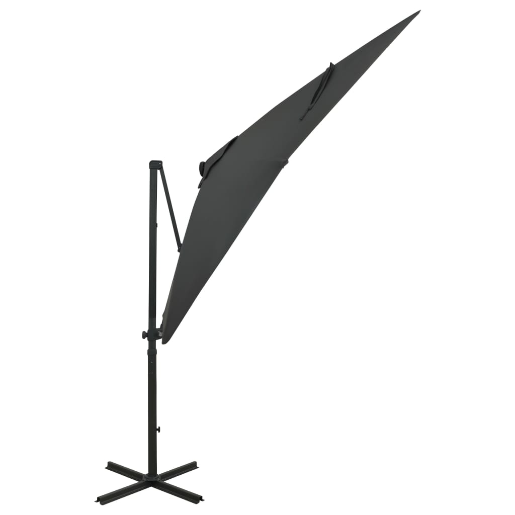 vidaXL Parasol déporté avec mât et lumières LED Anthracite 250 cm