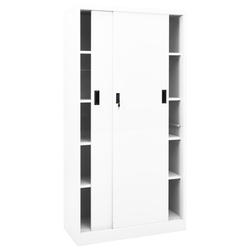 Classeur, armoire de bureau blanc 90x46x103 cm acier lpw7342 meuble pro -  Conforama