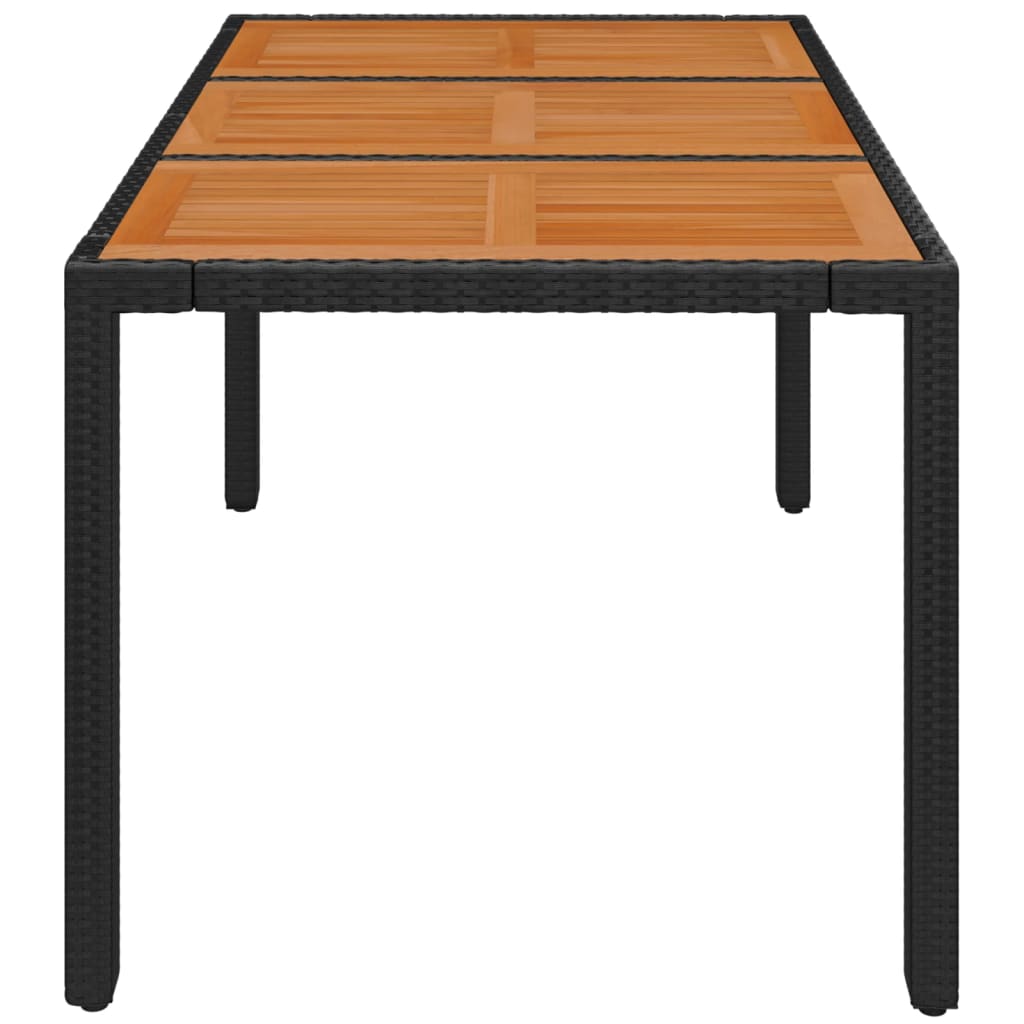 vidaXL Table de jardin dessus en bois Noir 150x90x75 cm Résine tressée