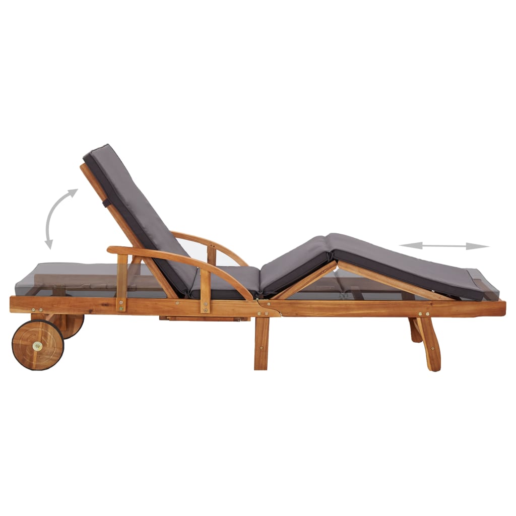 vidaXL Chaise longue avec coussin bois d'acacia solide
