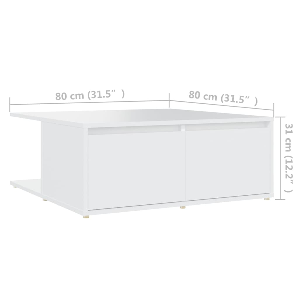 vidaXL Table basse Blanc 80x80x31 cm Aggloméré