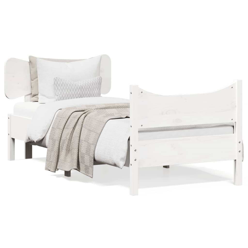 vidaXL Cadre de lit et tête de lit blanc 100x200 cm bois de pin massif