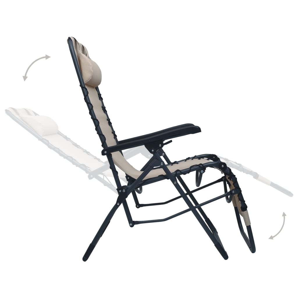 vidaXL Chaise pliable de terrasse Crème Textilène