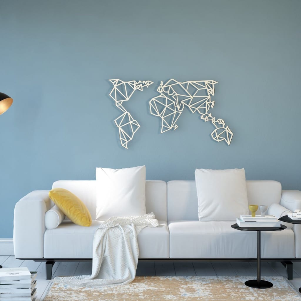 Homemania Décoration murale Carte du monde 100x58 cm Acier Blanc