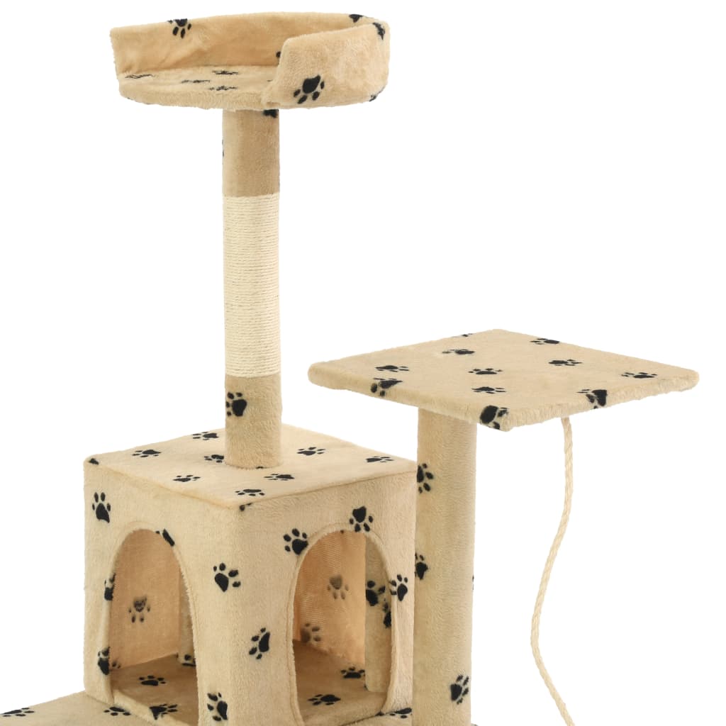 vidaXL Arbre à chat avec griffoirs en sisal 120 cm Beige Motif pattes