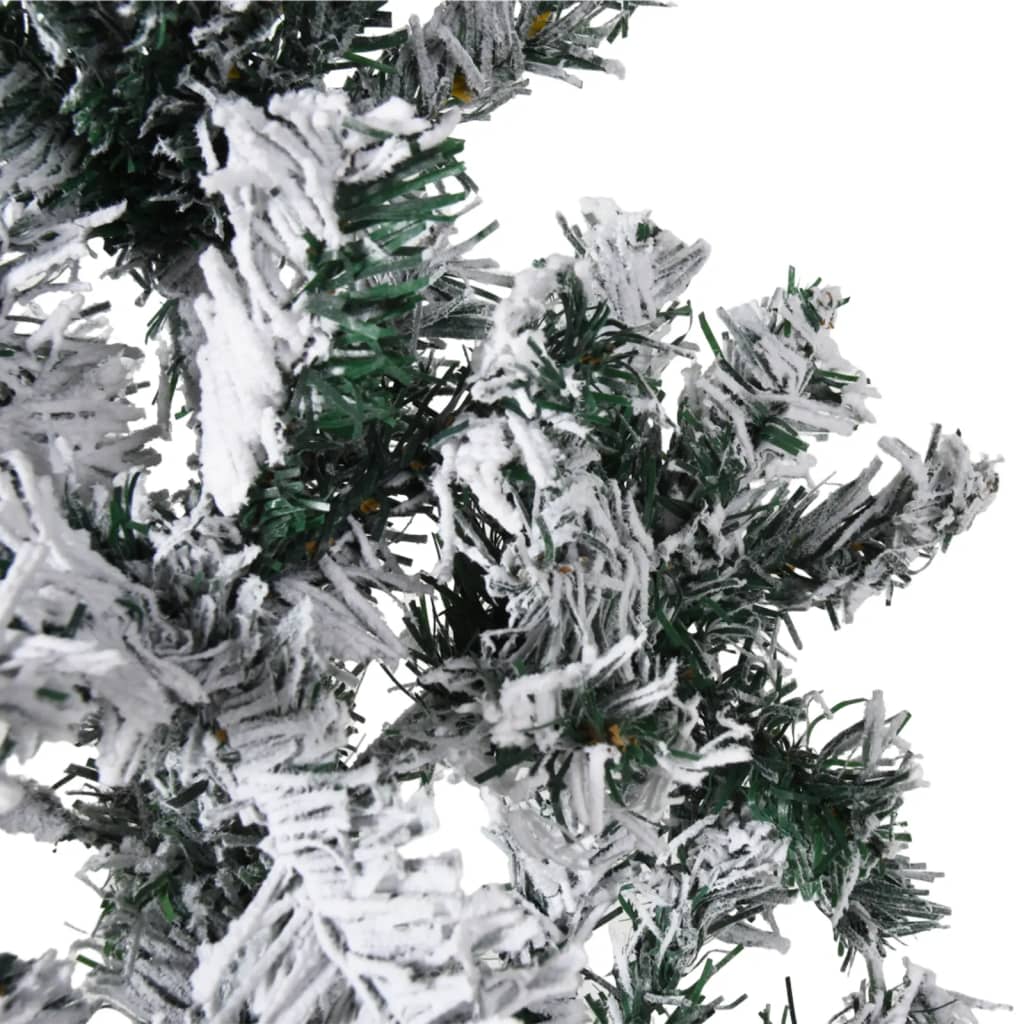 vidaXL Demi sapin de Noël artificiel mince avec neige floquée 210 cm