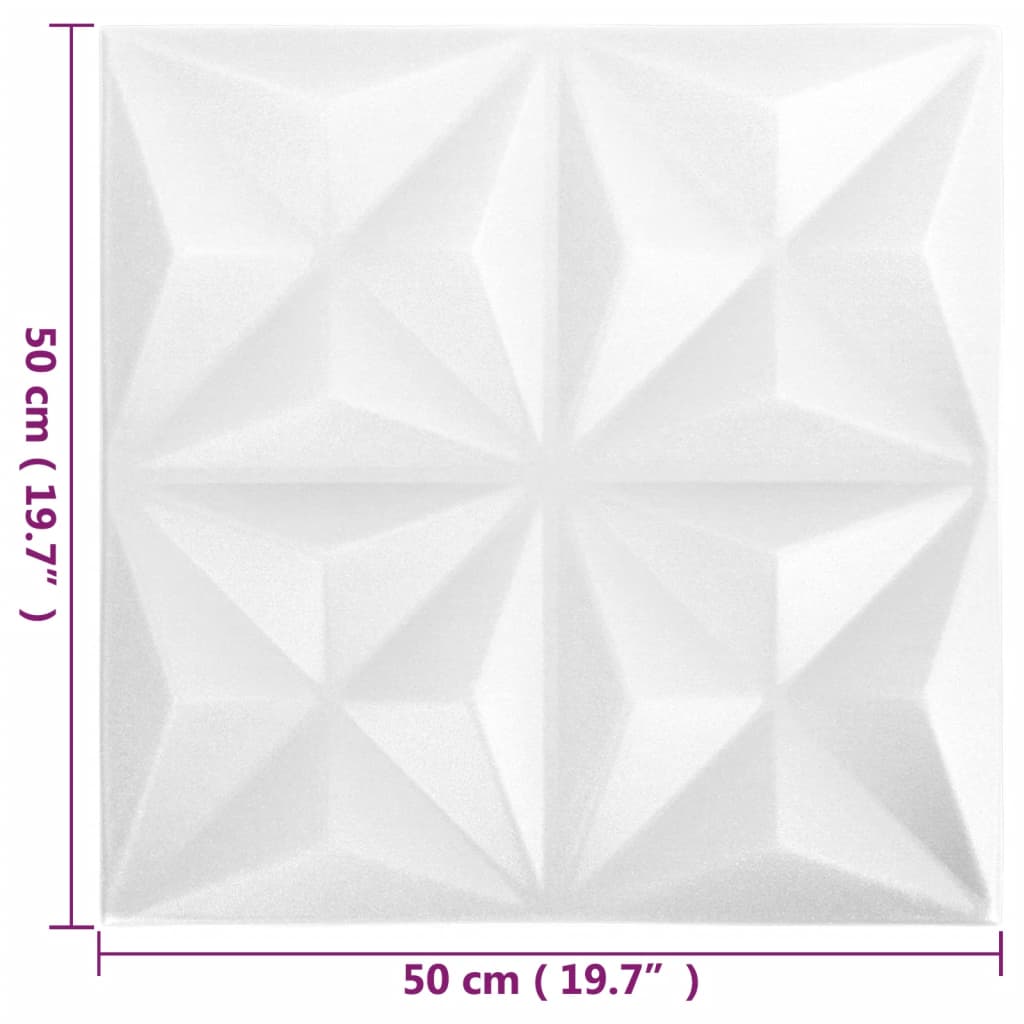 vidaXL Panneaux muraux 3D 24 pcs 50x50 cm blanc origami 6 m²