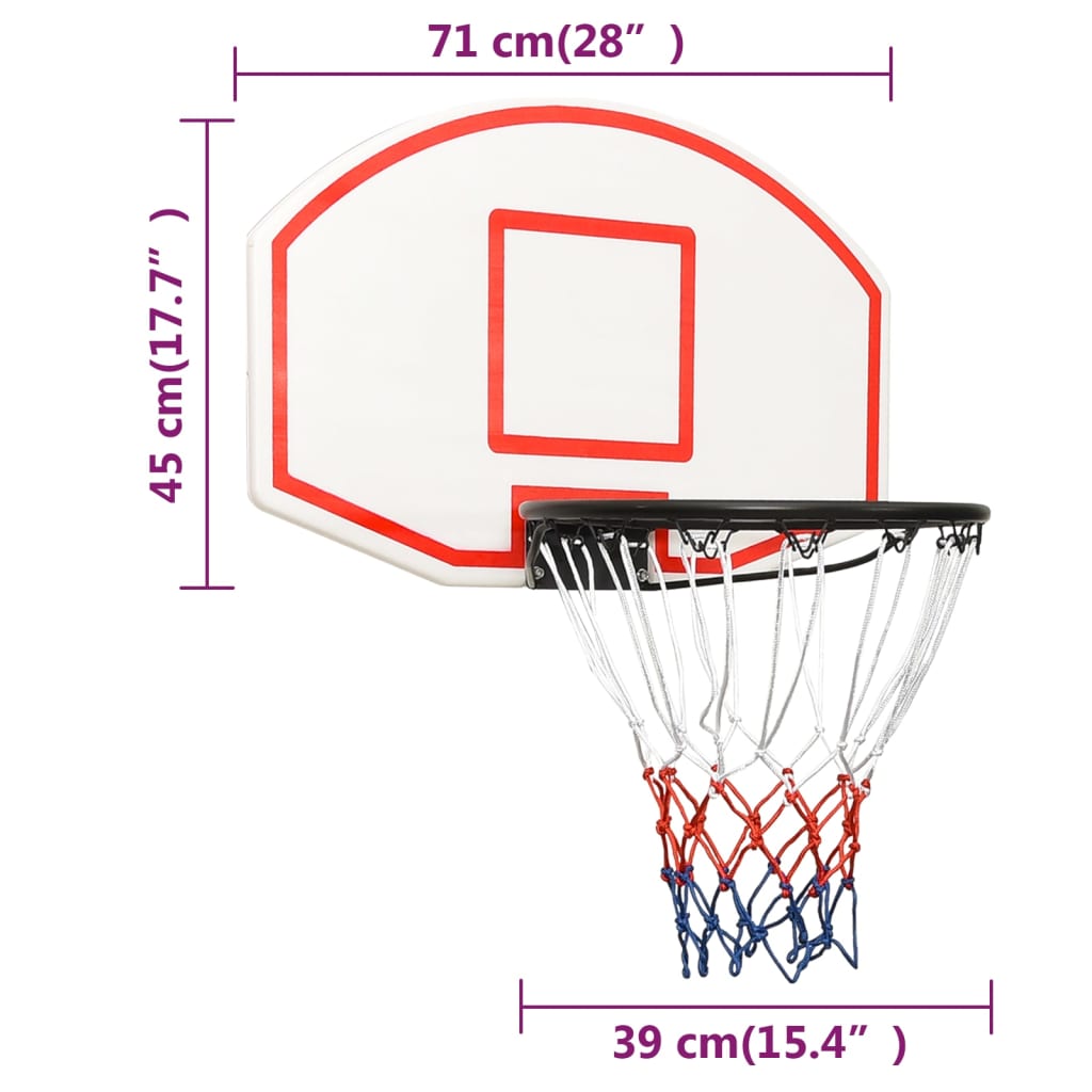 vidaXL Panneau de basket-ball Blanc 71x45x2 cm Polyéthylène
