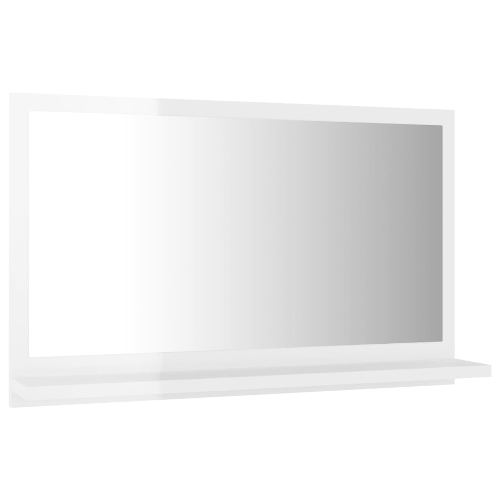 vidaXL Miroir de salle de bain Blanc brillant Bois d’ingénierie